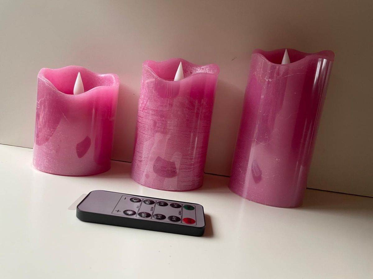 Set Led Kaarsen 3 Stuks met afstandsbediening Roze