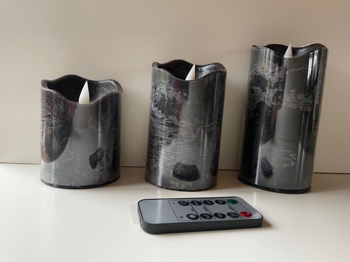 Set Led Kaarsen 3 Stuks met afstandsbediening Zwart
