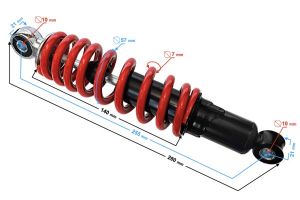 Schokdemper 28cm 110cc Quad Vooras Rood € 12,95