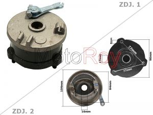 Wielnaaf met Trommel  voor 110cc quad links €29,95