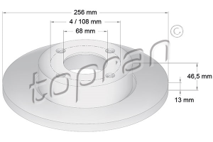 Remschijf Vooras TOPRAN OE 443615301