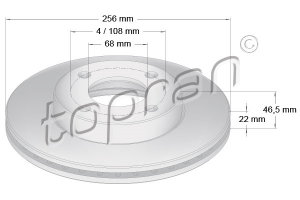 Remschijf Vooras TOPRAN OE 443615301B