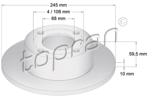 Remschijf Achteras TOPRAN OE 443615601