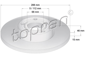 Remschijf Vooras TOPRAN OE 4A0615301B