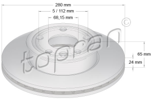 Remschijf Vooras TOPRAN OE 701615301D