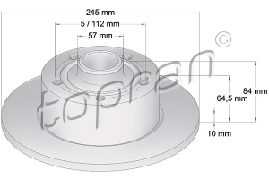 Remschijf Achteras TOPRAN OE 8D0615601B
