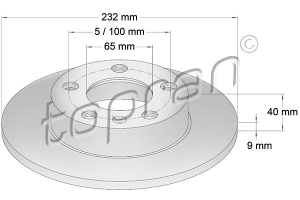Remschijf Achteras Coated Topran OE 2Q0615601H