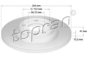 Remschijf Achteras Coated TOPRAN OE 7D0615601C