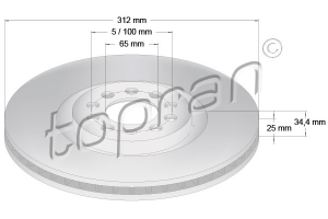 Remschijf Vooras Coated TOPRAN OE 8N0615301A