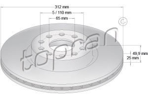 Remschijf Vooras Coated OE 5Q0615301F