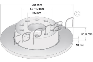 Remschijf Achteras Coated TOPRAN OE 5Q0615601F