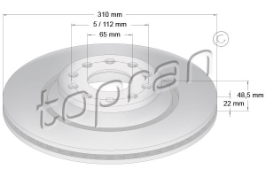Remschijf Achteras Coated TOPRAN OE 5Q0615601E