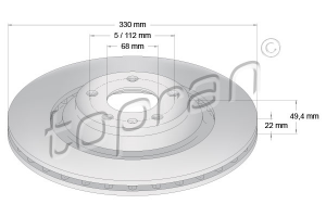 Remschijf Achteras Coated TOPRAN OE 4F0 615 601F