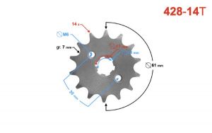 Voortandwiel 428-14 Tands 17mm - € 7,95