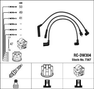 Bougiekabelset OE 96256433 NGK RCDW304