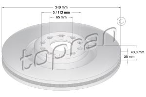Remschijf Topran 114 839 OE 1K0615301AD