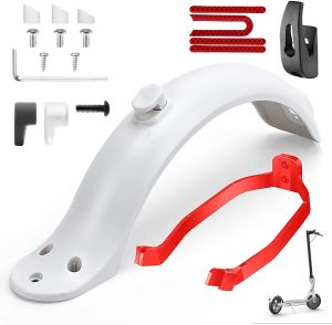 Achterspatbord + beugel M365-M365 Pro Wit - Rood