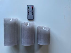 Set Led Kaarsen 3 Stuks met afstandsbediening Grijs