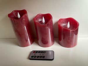 Set Led Kaarsen 3 Stuks met afstandsbediening Rood