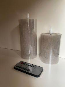 Set Led Kaarsen 2 Stuks met afstandsbediening Grijs